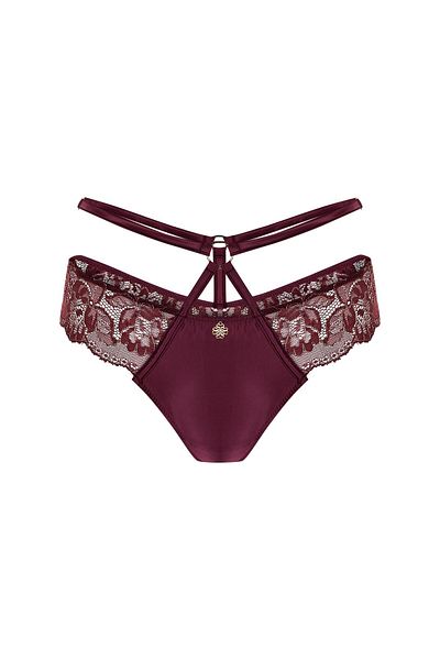 Feu De Elu Tanga Karlotta Burgundy din dantela din satin cu detaliu curea