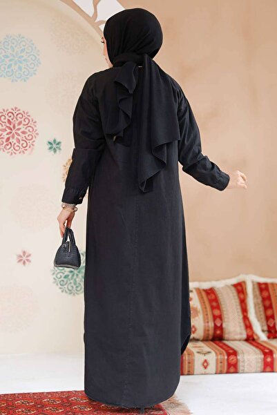 Neva Style Rochie hijab din denim negru - 19121S
