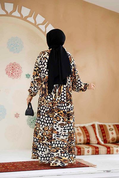 Neva Style Rochie Hijab cu imprimeu leopard 23041LP