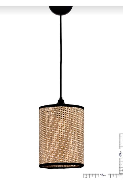 Semboldekor Cylinder Cake Wicker Black Single Chandelier