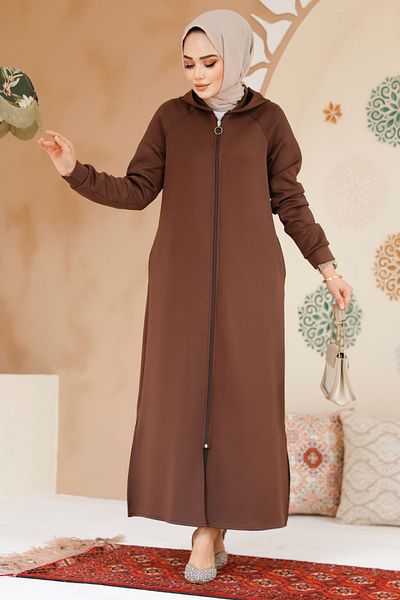 Neva Style Καφέ Καπάκι Hijab με κουκούλα 72231KH