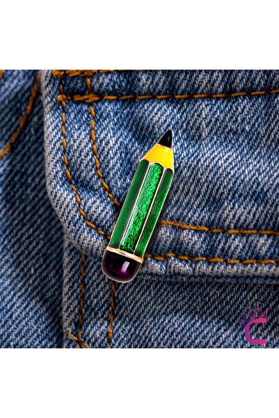 Cinderella Öğretmen & Öğrenci Yeşil Kalem Broş Metal - Hediyelik Öğretmenler ...