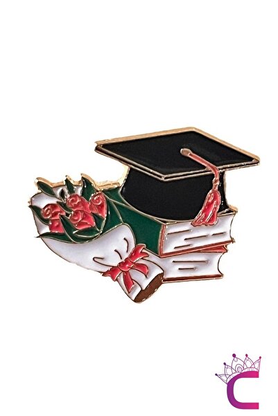 Cinderella Mezuniyet Kepi Çiçekli Kitap Tasarım Broş - Arkadaşa Hediyelik Mez...