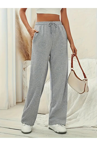 CAONNES Γκρι φαρδιά γυναικεία φούτερ με ελαστικό και άνετο ύφασμα - ŞAH MODA554g