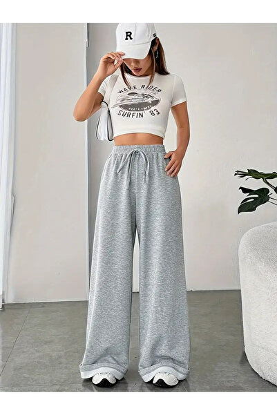 CAONNES Pantaloni de trening pentru femei, gri, cu croială lejeră, din materi...