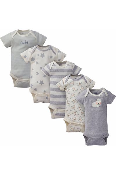 GERBER Organic Short Sleeve 5 Pack Baby Bodysuit - Bodysuit Set