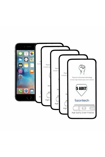 bzontech Iphone 6-6s Siyah Ile Uyumlu Ekran Koruyucu Tam Kaplayan 5li Set