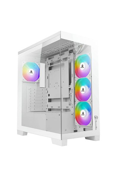 Gamertek حقيبة ألعاب Nebula MID Tower ATX للكمبيوتر الشخصي باللون الأبيض