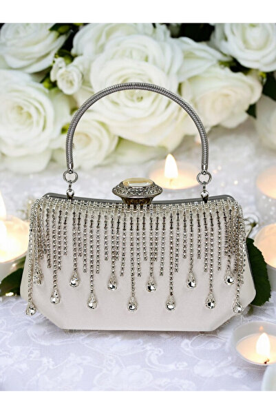 Biçanta Mother of Pearl Satin Women's Evening Dress Bag Wedding Engagement