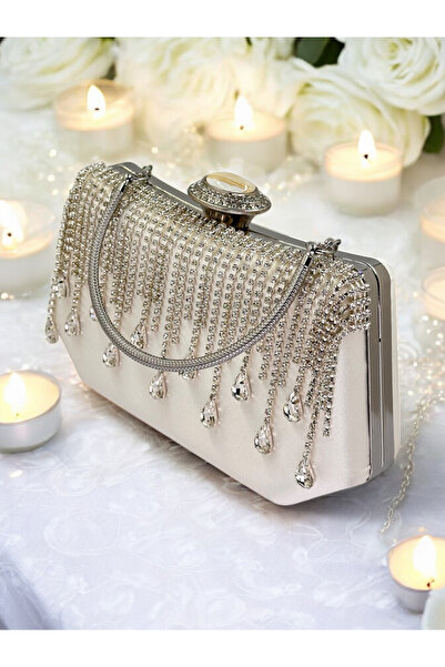 Biçanta Mother of Pearl Satin Women's Evening Dress Bag Wedding Engagement