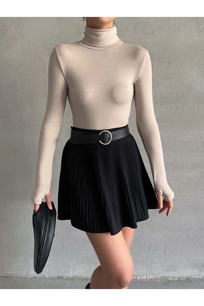 BEJNA Weiche Damenbluse mit Rollkragenpullover und Fingerdetail
