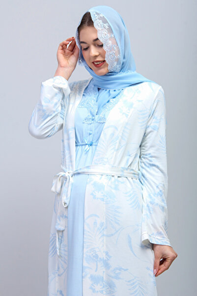 ByLohusa Mavi Tesettürlü Hamile Lohusa Set Effortt
