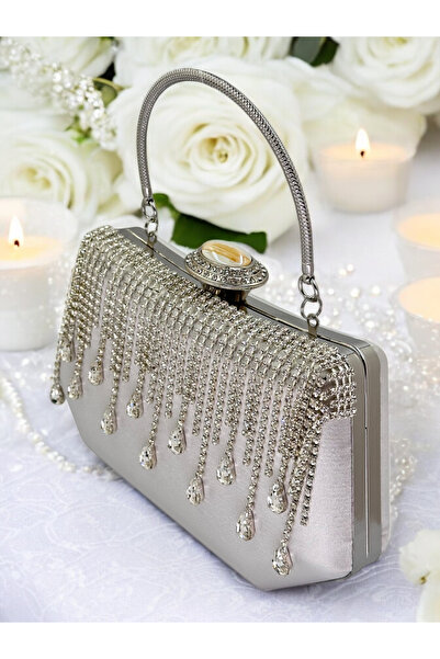 Biçanta Γυναικεία Σατέν Βραδινή Τσάντα Φόρεμα - Γκρι Σχέδιο Αρραβώνα