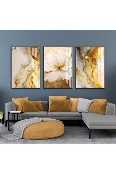 Harika bir ev Hari̇kabi̇rev | Gray-Gold Abstract Soft Flower Combination | Fr...