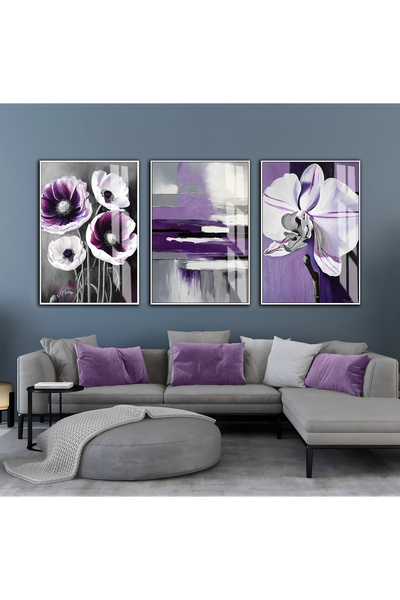 Harika bir ev Hari̇kabi̇rev | Purple-Gray Abstract Flower Combination Iii | F...