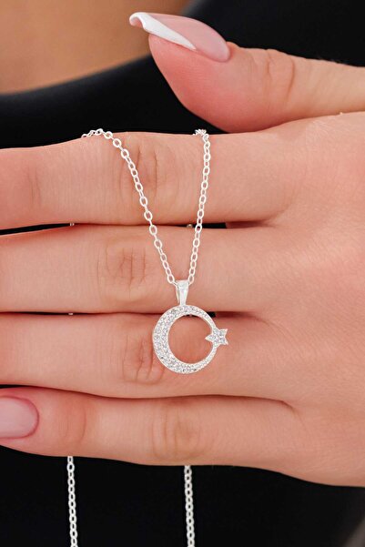 carrot silver 925 AYAR GÜMÜŞ AY YILDIZ KOLYE