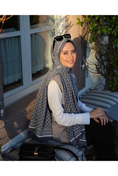 Cardion digi Medine ipeği füme  rengi şal