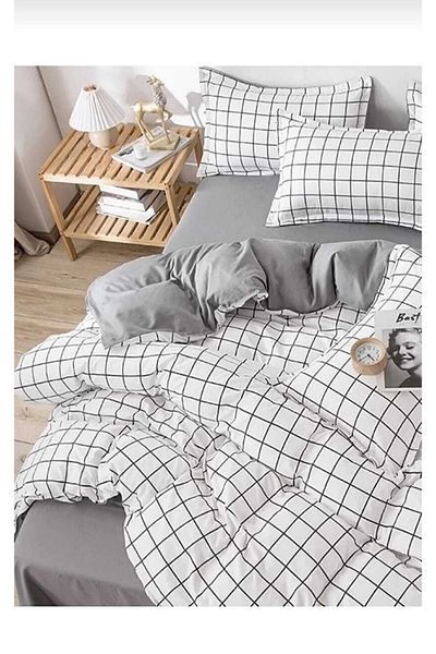 Kaan Single Checked Duvet Cover Set