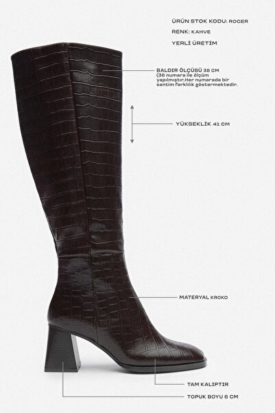 NİŞANTAŞI SHOES Roger Brown vzorované dámské kozačky s tupou špičkou na tlustém podpatku