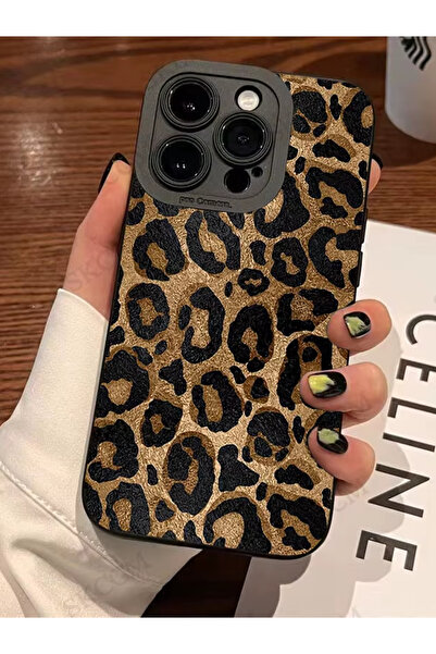KVK PRİVACY İphone 15 Pro Uyumlu Kılıf Mat Sarı Leopar Desenli Yumuşak Kamera...