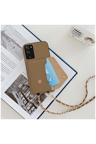 Zebana Samsung Galaxy Note 20 5G Uyumlu Kılıf Boyun Askılı Deri Kılıf Açık Ka...