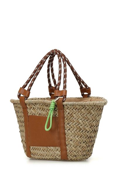 Butigo 4FX Modell Sandfarbene Damenhandtasche - Wicker BGCK