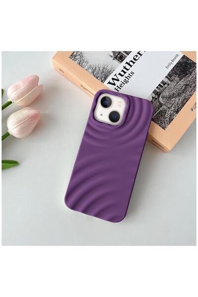 Zebana Apple iPhone 15 Uyumlu Kılıf 3D Water Silikon Kılıf Derin Mor