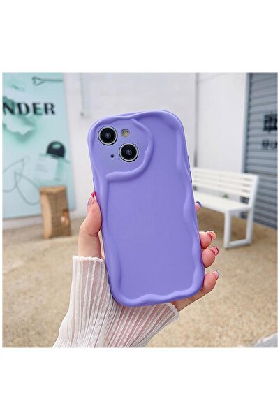 Zebana Apple iPhone 13 Uyumlu Kılıf Zebana Wave Mat Silikon Kılıf Lila