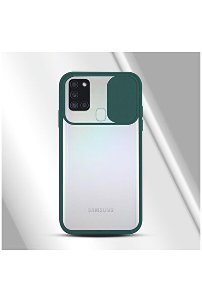 Dara Aksesuar Samsung Galaxy A21s Uyumlu Kılıf Kamera Lens Korumalı Kılıf Yeşil
