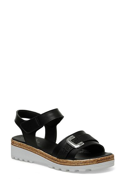 ART BELLA CS24040 4FX Schwarze Sandalen mit Keilabsatz für Damen