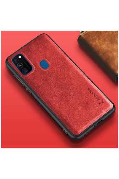 Dara Aksesuar Samsung Galaxy M30s Uyumlu Kılıf Zebana Lüx Deri Kılıf Kırmızı