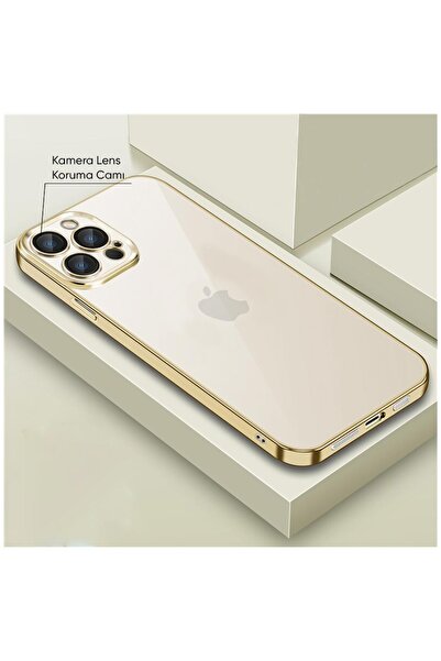 Zebana Apple iPhone 13 Pro Max Uyumlu Kılıf Live Silikon Kılıf Gold