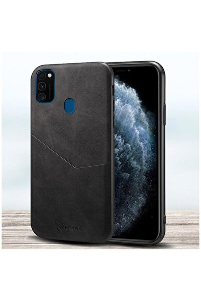 Zebana Samsung Galaxy M30s Uyumlu Kılıf Cepli Nubuk Kılıf Siyah