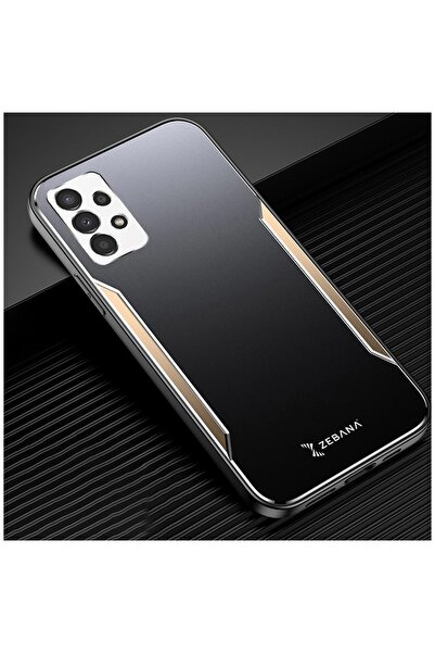 Zebana Samsung Galaxy A13 4G Uyumlu Kılıf Metal Mitras Kılıf (Silikon Kenar) ...
