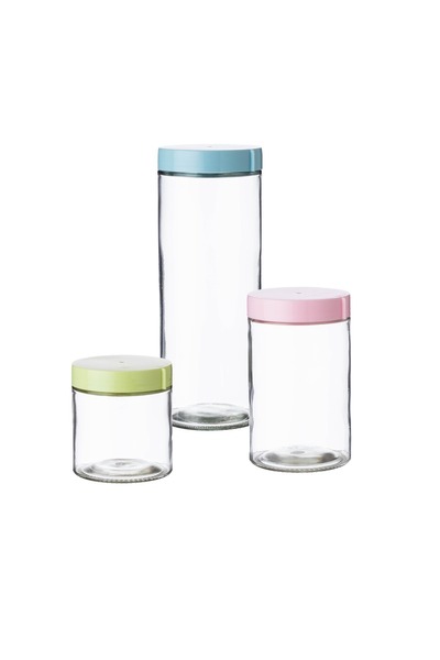 Dania طقم تخزين 3 قطع بمقاسات مختلفة وغطاء ملون