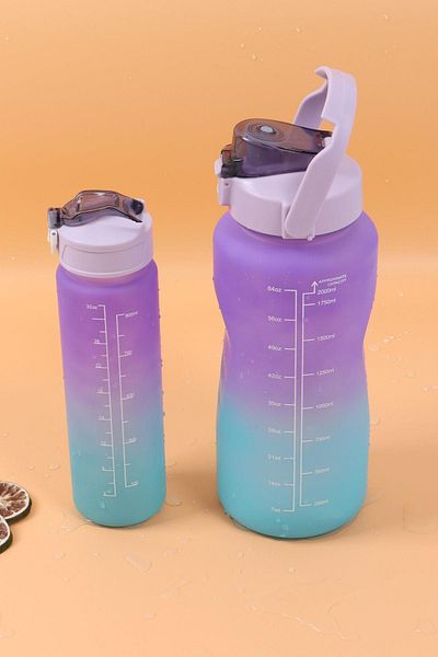 Pikas Motivational 2-Piece Water Bottle Water Bottle 2 Lt 900ml Baby Sports Gym Water Bottle