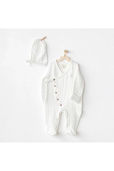 andywawa Ac24734 Romper Hat Muslin Wawa Boys Jumpsuit Suit White