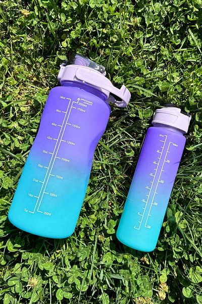 Pikas Motivational 2-Piece Water Bottle Water Bottle 2 Lt 900ml Baby Sports Gym Water Bottle