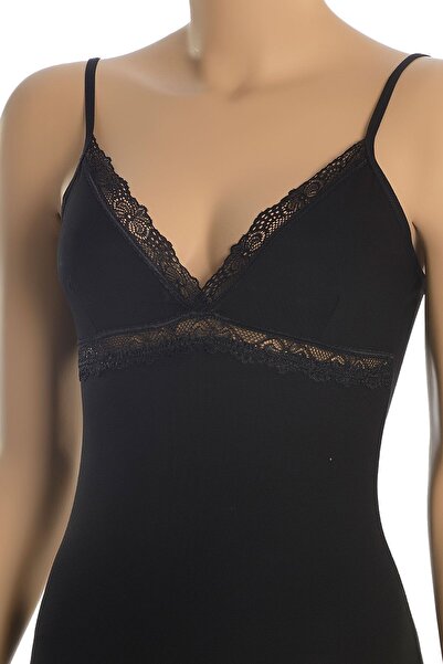 Öts Kadın Pamuklu 2'li Ip Askılı Dantelli V Yaka Atlet