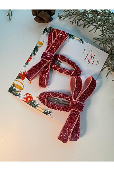 AsRa Accessories Yılbaşı temalı simli fiyonk kurdele toka