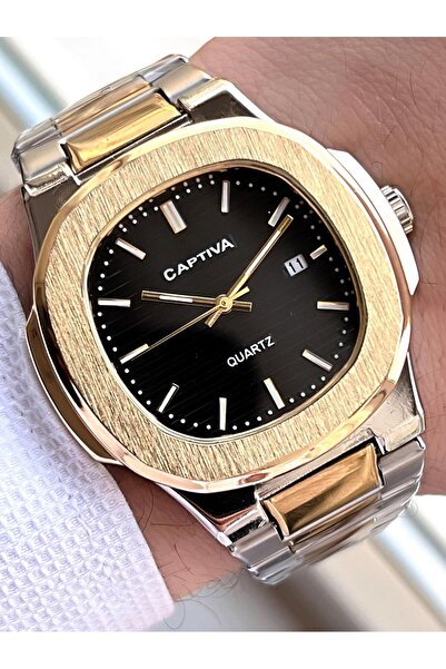 captiva Çelik Kordon Takvimli Kadran Kutulu Seri Erkek Kol Saati C02.SE01