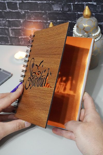 markcat Istanbul Written - Caiet cu linii Agenda Caiet școlar cu copertă din lemn (A5 - 120 coli)