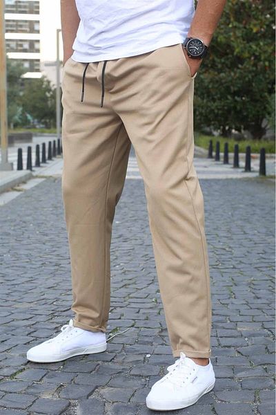Madmext Μπεζ Basic Jogger Παντελόνι 5486