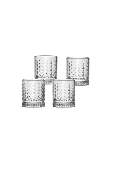 Vadi Bianca Set of 4 Crystal Patterned Glass Soft Drink Glasses 222 ml - Stylish and Useful