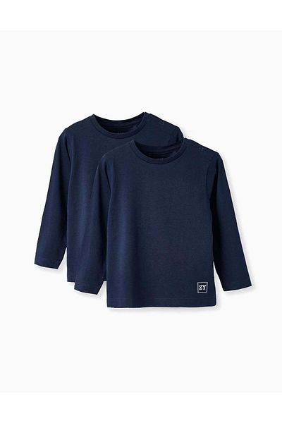 Ziddy PACK OF 2 LONG SLEEVE T-SHIRTS FOR BABY BOYS DARK BLUE