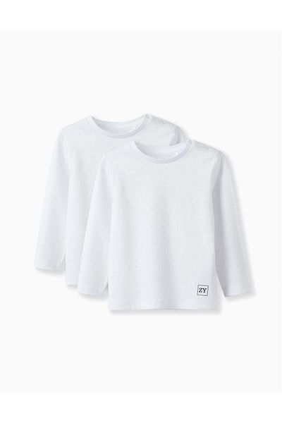 Ziddy PACK OF 2 LONG SLEEVE T-SHIRTS FOR BABY BOYS WHITE