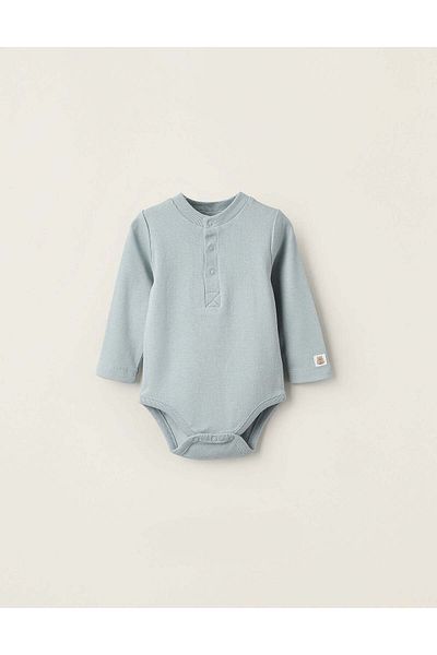Ziddy RIBBED POLO BODYSUIT FOR NEWBORN BOYS, BLUE