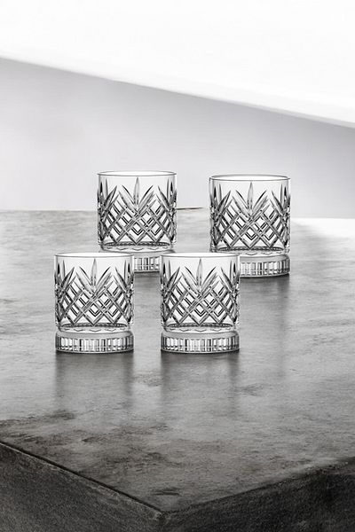 Vadi Bianca Set of 4 Crystal Patterned Glass Soft Drink Glasses 222 ml - Stylish and Useful