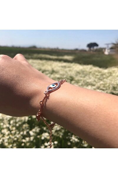 Tralles Takı سوار مطلي باللون الأبيض على شكل عين مطلي بالورد