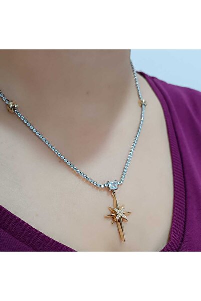 shop 1.Sınıf Çelik Kararma Yapmaz Zirkon Taşlı Su Yolu Çağla Şıkel Kolye